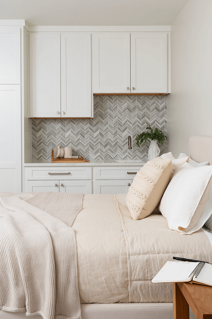 Bright Bedroom with Compact Kitchenette