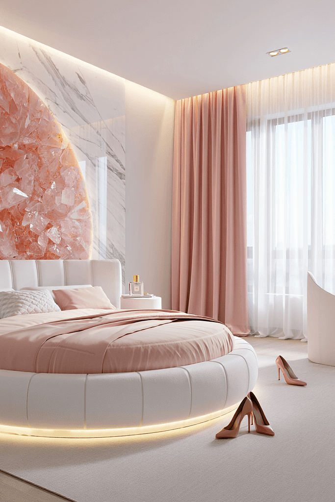 Modern Blush & Crystal Feature Bedroom