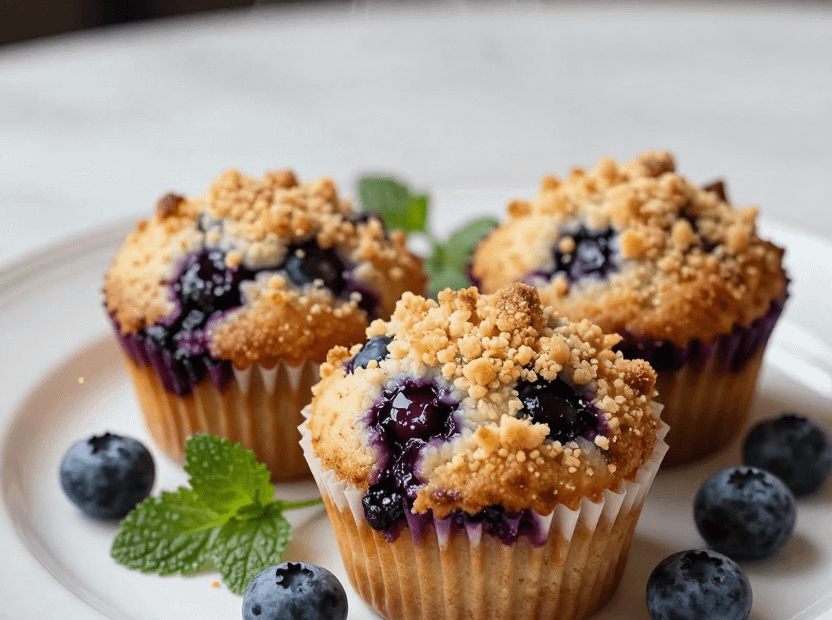 Blueberry Muffins With Crumble Topping - featured image