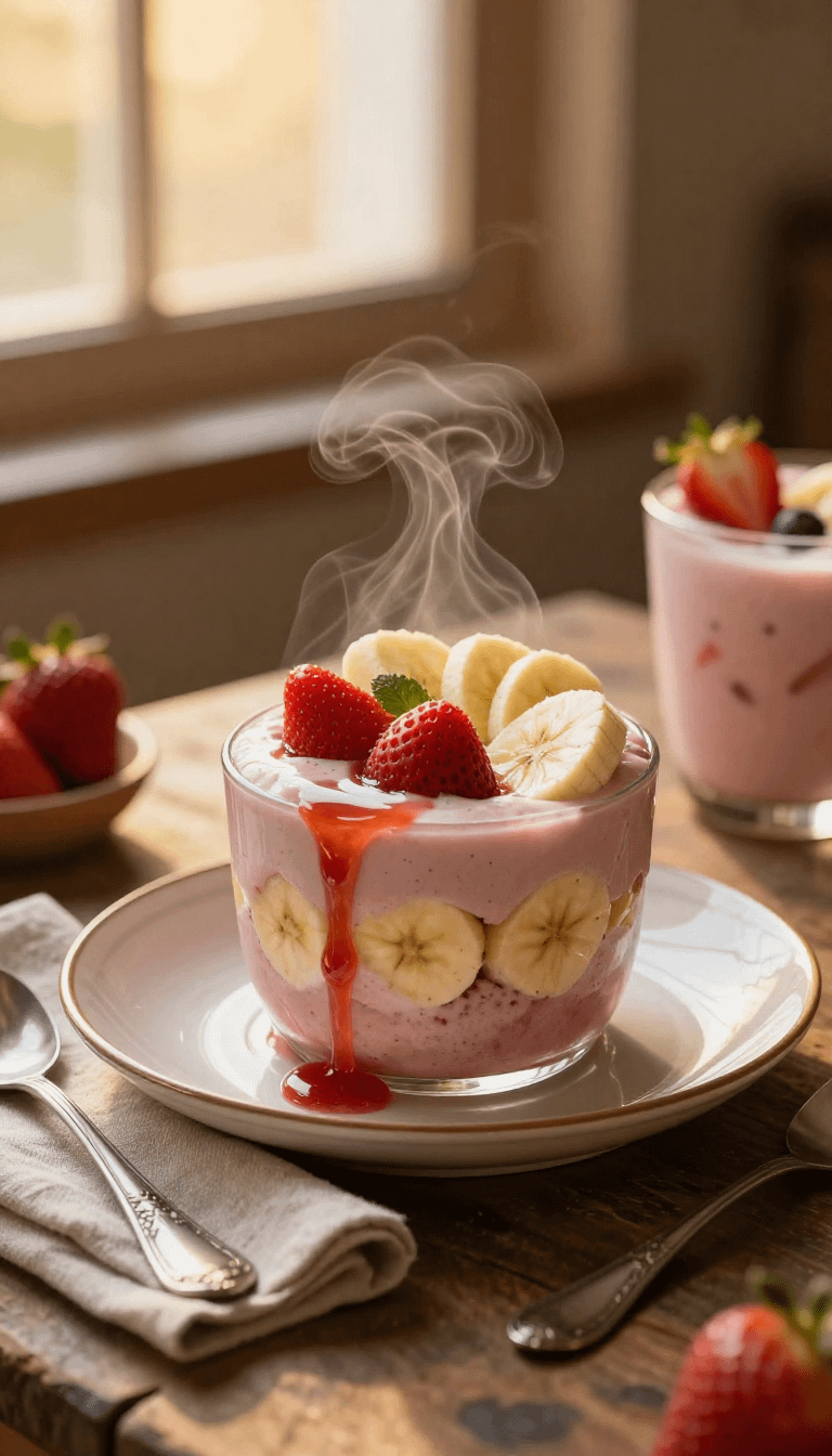 strawberry banana smoothie bowl drink - step 2