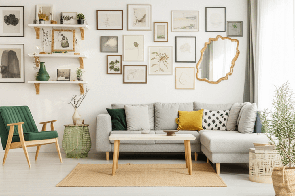A bright, inviting living room showcasing creative Living Room Wall Decor ideas.