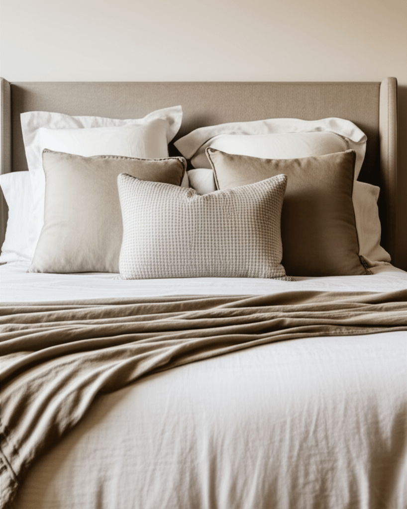 King Bed Neutral Palette Accent Pillows