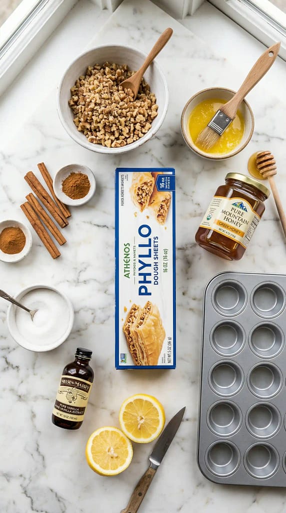 Ingredients for Honey Baklava Bites