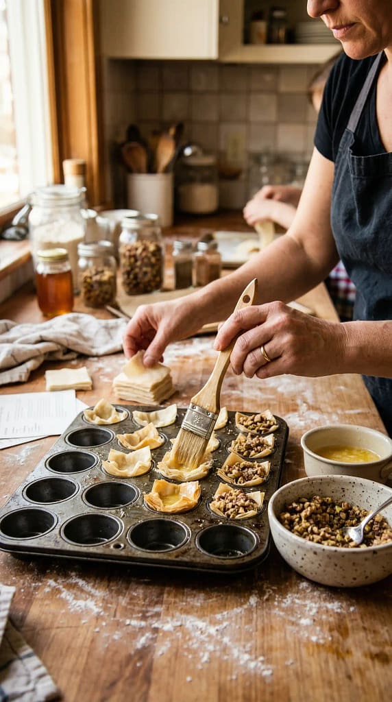 Making of Honey Baklava Bites